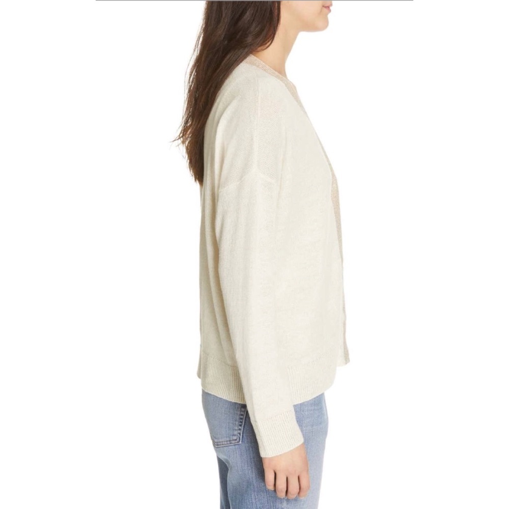 Eileen Fisher Organic Linen Blend V-Neck Cardigan - Picture 2 of 6